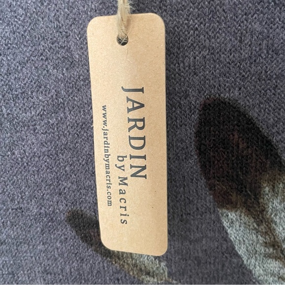 Jardin by Macris Tunic Sweater Dress S Feather Print Pockets Brown Flare Swing - Picture 5 of 8